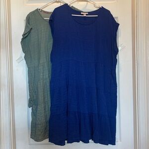 TWO Knox Rose dresses. Casual style with pockets. rayon, polyester & spandex.